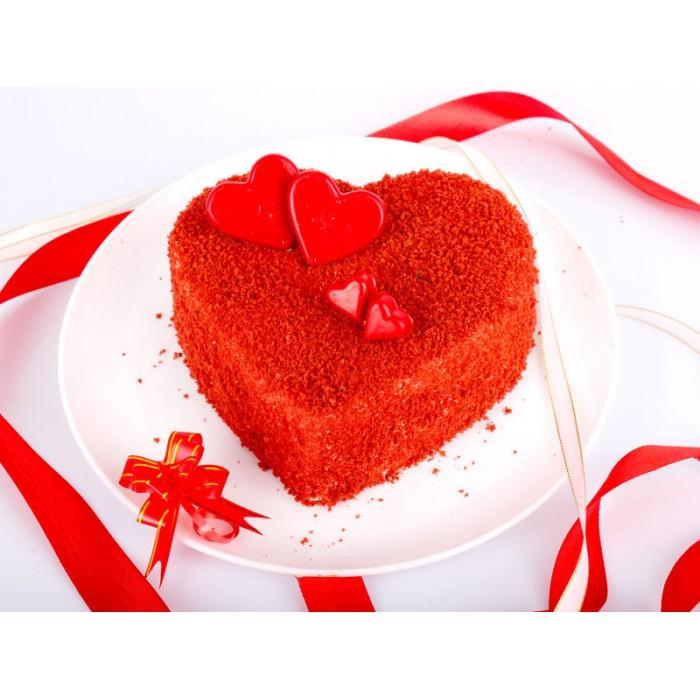 Heart Shape Red Velvet Cake - for Midnight Flower Delivery in India 