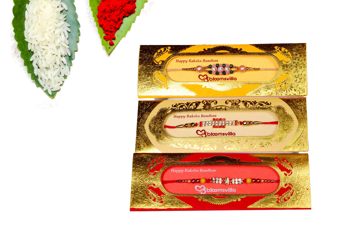 Stunning Set Of 3 Stone Rakhis