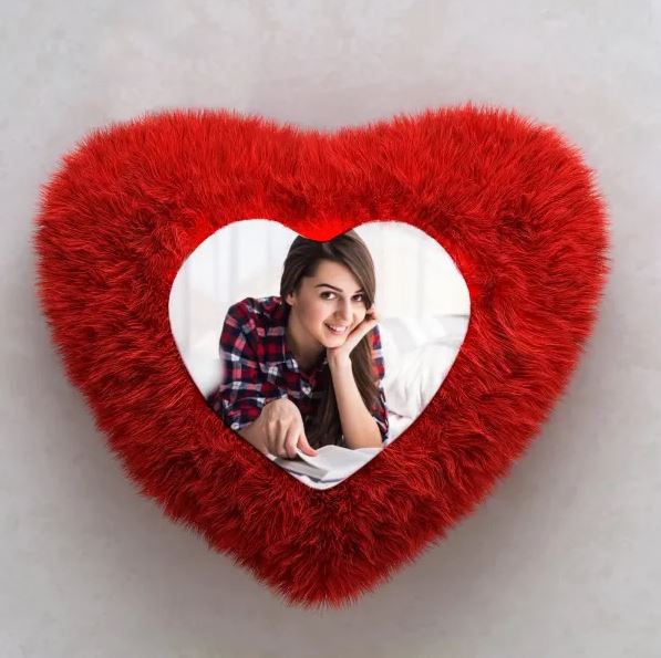 Love In Heart Best Fur Cushion - Send Flowers to India 