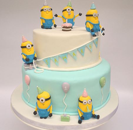 2 Layer Minion Theme Cake