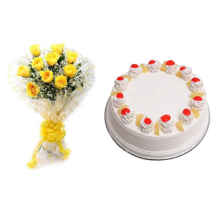 Classic Yellow Roses Combo - for Online Flower Delivery In India 