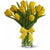 Yellow Tulips In Glass Vase--This beautiful arrangement consists of: 10 yellow tulips Crystal clear glass vase Note: This product is available for delivery in Bangalore city only. 
