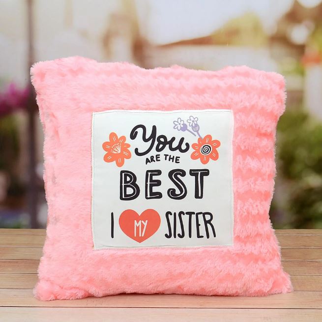 Pink Fur Cushion For Sister